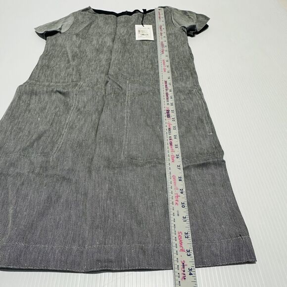 Theory Structured Shift Dress Women's Small Gray Linen Twill Cap Sleeve NWT $395 - Picture 7 of 11